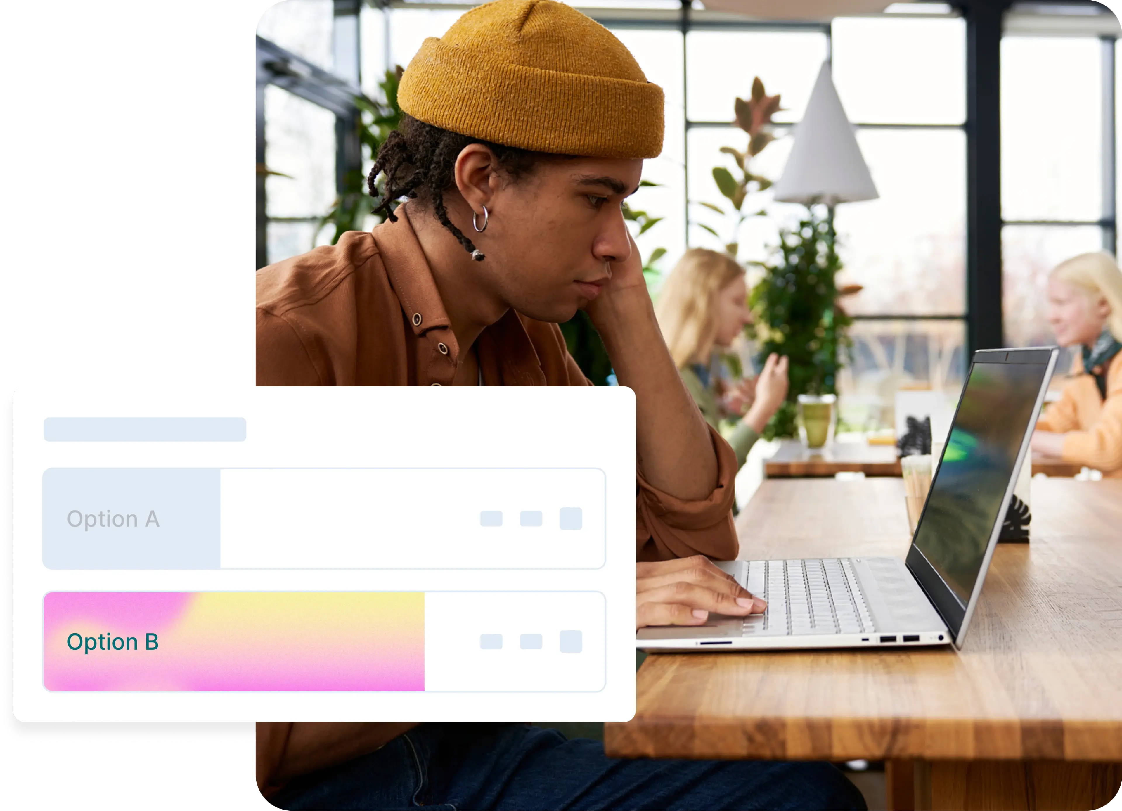 A man on a laptop participating in remote user research.